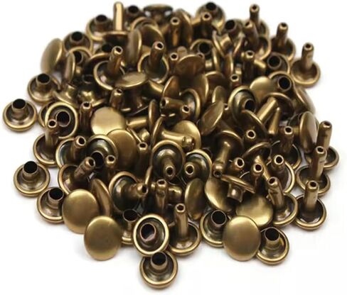 100 Pcs Leather Rivets, 12mm x 10mm Double Cap Rivets Metal Studs for Clothes Shoes Handbag Belts Crafts, Gold in Kuwait