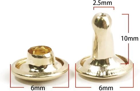 100 Pcs Leather Rivets, 12mm x 10mm Double Cap Rivets Metal Studs for Clothes Shoes Handbag Belts Crafts, Gold in Kuwait