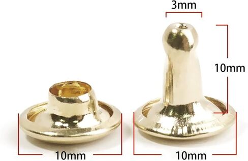 100 Pcs Leather Rivets, 12mm x 10mm Double Cap Rivets Metal Studs for Clothes Shoes Handbag Belts Crafts, Gold in Kuwait