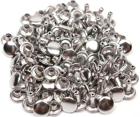 100 Pcs Leather Rivets, 12mm x 10mm Double Cap Rivets Metal Studs for Clothes Shoes Handbag Belts Crafts, Gold in Kuwait