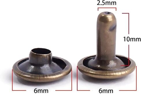 100 Pcs Leather Rivets, 12mm x 10mm Double Cap Rivets Metal Studs for Clothes Shoes Handbag Belts Crafts, Gold in Kuwait