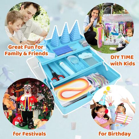 JoyPlus Quilling Kits for Beginners with Manual, 24 Quilling Supplies with Durable Quilling Storage, Updated Paper Crimper Tool, Premium Quilling Husking Board & Electronic Quilling Pen Blue in Kuwait