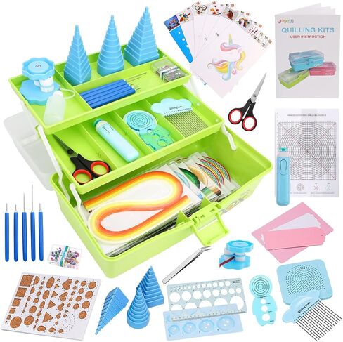 JoyPlus Quilling Kits for Beginners with Manual, 24 Quilling Supplies with Durable Quilling Storage, Updated Paper Crimper Tool, Premium Quilling Husking Board & Electronic Quilling Pen Blue in Saudi Arabia