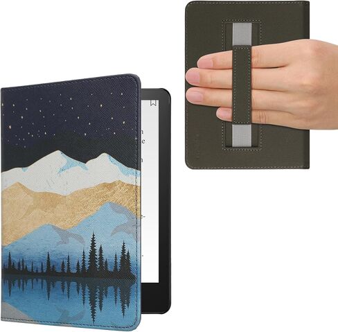 kwmobile Case Compatible with Amazon Kindle Paperwhite 11. Generation 2021 Case - PU Cover w/Strap - Summer Daisy Blue/White/Yellow in Kuwait
