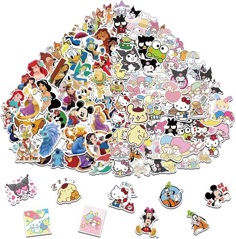 مجموعة ملصقات Hello Kittty & Friends مكونة من 200 قطعة من ملصقات الأميرة الكرتونية اللطيفة من الفينيل ملصقات فنية. ملصقات لزجاجات المياه، وألواح التزلج وأجهزة الكمبيوتر المحمولة، وملصقات الكمبيوتر المحمول للمراهقات والفتيات والأطفال والبالغين (ds) in Kuwait