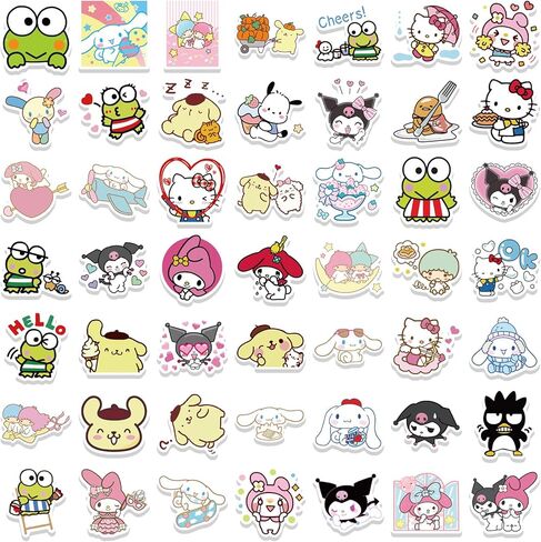 مجموعة ملصقات Hello Kittty & Friends مكونة من 200 قطعة من ملصقات الأميرة الكرتونية اللطيفة من الفينيل ملصقات فنية. ملصقات لزجاجات المياه، وألواح التزلج وأجهزة الكمبيوتر المحمولة، وملصقات الكمبيوتر المحمول للمراهقات والفتيات والأطفال والبالغين (ds) in Kuwait