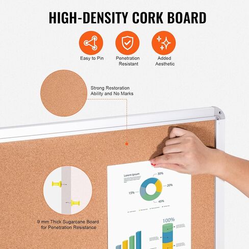 VEVOR 36"x24" Enclosed Cork Board with Aluminum Frame – Lockable Bulletin Board with Acrylic Door & 2 Keys – Weather-Resistant Wall Display Case for School, Home, Office in Saudi Arabia