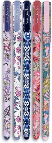 Vera Bradley Gel Pen Set of 5 with Storage Pouch, Colorful Pens in Assorted Ink Colors, Fall 20 Medley in Saudi Arabia