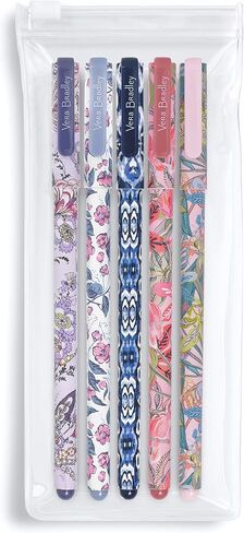Vera Bradley Gel Pen Set of 5 with Storage Pouch, Colorful Pens in Assorted Ink Colors, Fall 20 Medley in Saudi Arabia