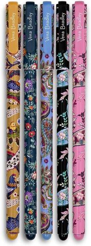 Vera Bradley Gel Pen Set of 5 with Storage Pouch, Colorful Pens in Assorted Ink Colors, Fall 20 Medley in Saudi Arabia