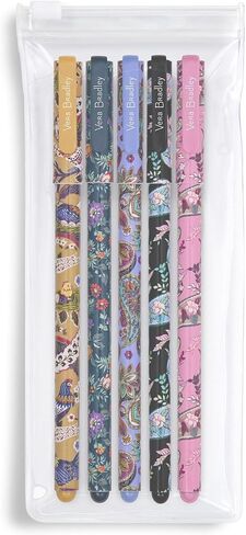 Vera Bradley Gel Pen Set of 5 with Storage Pouch, Colorful Pens in Assorted Ink Colors, Fall 20 Medley in Saudi Arabia