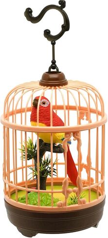 Mini Voice-Activated Birds Birdcage Toys, Chirping Parrot Birds Animals Toy for Baby Toddler Kids Children Birthday Home Decor (HL518-1B) in Saudi Arabia
