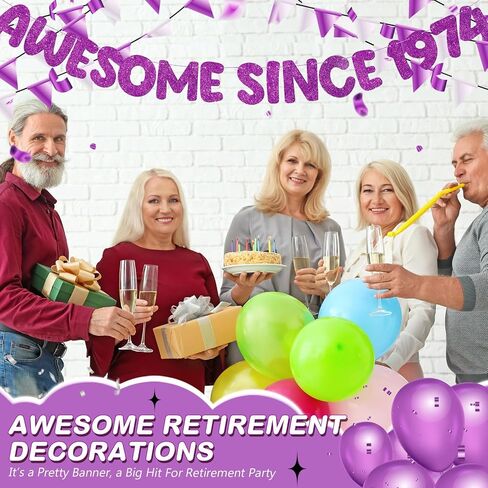 Fulmoon Pre Strung Awesome Since 1974 Banner Glitter Happy 50th Birthday Banner Funny Glitter Banner Happy 50th Birthday Decorations for Men Women Anniversary Party (Black) in Saudi Arabia