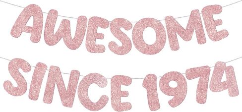 Fulmoon Pre Strung Awesome Since 1974 Banner Glitter Happy 50th Birthday Banner Funny Glitter Banner Happy 50th Birthday Decorations for Men Women Anniversary Party (Black) in Saudi Arabia