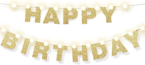 Mudder Happy Birthday Letters Banner Happy Birthday Garland Decoration and 9.8 Feet Copper Wire Lights Birthday Banner Lights String for Birthday Party Decor Home Office Decor(Gold) in Saudi Arabia
