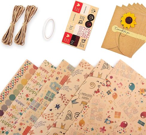 JOYCELAU Christmas Wrapping Paper Set for Men Women Kids,Kraft Christmas Gift Wrap,Snowman,（6sheets-27in.x39ft.,2 * 390in.Ropes,double faced adhesive tape,sticker,6 Gift Tags）(red) in Saudi Arabia