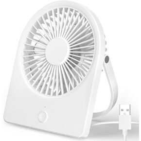 USB Desk Fan, Small Personal Fan, 3 Speeds Wind, Portable, Quiet, Can Be Hung,Adjustment Table Fan for Better Cooling, Home Office Car Indoor Outdoor Beige