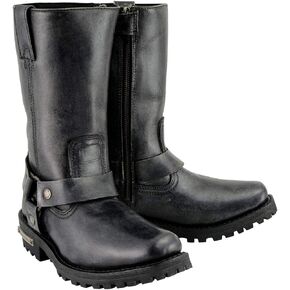 Milwaukee Leather MBL9362 Women's 11-Inch Distressed Grey Classic Harness Square Toe Leather Boots - 11