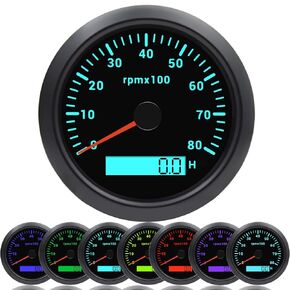 KAOLALI 85mm 3-3/8"GPS Speedometer Gauge 0-120MPH Boat MPH Speedometer Waterproof Marine Speed Odometer LCD Indicators with 7 Colors Backlight fit for Car Truck Motorcycle 9-32V