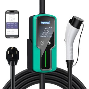 Level 2 EV Charger,10 to 40 Amp with J1772 NEMA 14-50 Thick Cable (8AWG), Wall Mounted & Portable Electric Car Charger with WiFi (100-240V,25ft) (Black)