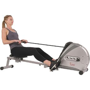 Sunny Health & Fitness Rowing Machine Rower Ergometer with Digital Monitor, Inclined Slide Rail, 220 LB Max Weight and Foldable - SF-RW5606