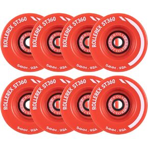 ST360 92A 54mm x 32mm Roller Skate Wheels (8-Pack w/Bearings, Spacers and Washers) (Color Options) - Indoor Outdoor - Use for Quad Skate Wheel Replacement (Prime White)