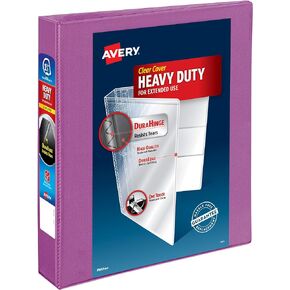 Avery Heavy-Duty 3 Ring Binder, 1.5 Inch Slant Rings, Orchid View Binder (79273)