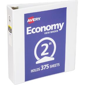 ملف Avery Economy View 3 حلقات، حلقات دائرية مقاس 2 بوصة، 1 مجلد أبيض (05780)