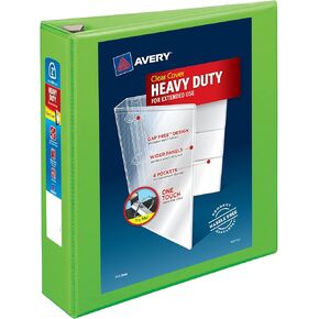 Avery Heavy-Duty View 3 Ring Binder, 2" One Touch EZD Rings, 1 Chartreuse Binder (79776)