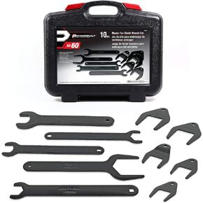Powerbuilt Fan Clutch Wrench Master Kit, 10 Piece, Remove, Wrenches Loosen Fan Clutches, Ford, Chrysler, GM, Imports, Storage Case - 648651