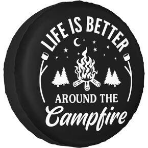 Life is Better Around The Campfire Rv Spare Tire Cover for RV Trailer Camper Wheel Protectors Weatherproof Universal for Trailer Rv SUV Truck Travel Trailers (14 inch)