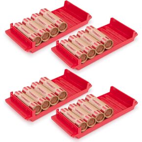 Rolled Coin Storage Organizer, Coin Wrappers Storage Coin Tray Set | Stackable for Optimal Storage | Color Coded Trays | Nickels - 4 Pack