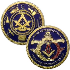 Masonic Challenge Coin for Freemasons Commemorative Coin 3D Design with case