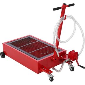 20 Gallon Oil Drain Pan Oil Drain Tank with 12V Electric Pump, 76L Low Profile Oil Drain Pan, Oil Change Pan with T Foldable Hand and Wheels, 8FT Hose Oil Drain Cart for Car, SUV, Trucks