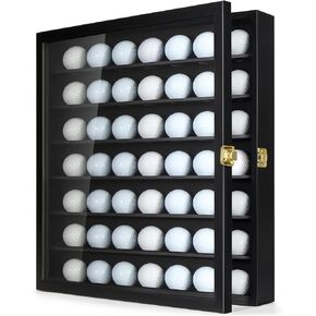 Golf Ball Display Case for 49 Balls, Golf Ball Holder Display Case Wall Mount, Shadow Box with Locks for Collector Memorabilia Autograph Balls