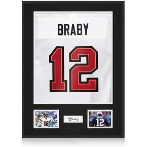 Jersey Frame Display Case, Wooden Large Sport Jersey Shadow Box Frame with Mats and Real Tempered Glass Cover for Football Baseball Basketball Soccer Hockey Shirt,Black 2 Pack