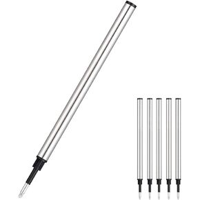 HeTaoCat Gel Rollerball Pen Refills, Roller Ball Fine Point 0.5mm, Black Ink Refill Pack of 5 - Replaceable Ballpoint Pen Refills Medium Point (Black)