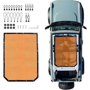مظلة شمسية متوافقة مع 2021 2022 2023 2024 New Ford Bronco 4 Door Sun Shade بيكيني أعلى سقف Bimini شبكة ناعمة ملحقات خارجية، تحجب ضوضاء الرياح فوق البنفسجية، أسود