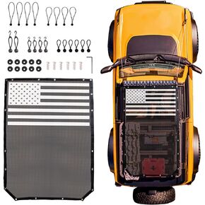 مظلة شمسية متوافقة مع 2021 2022 2023 2024 New Ford Bronco 4 Door Sun Shade بيكيني أعلى سقف Bimini شبكة ناعمة ملحقات خارجية، تحجب ضوضاء الرياح فوق البنفسجية، أسود