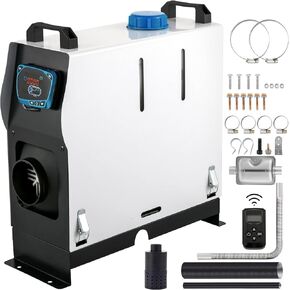 Diesel Air Heater All In one, One Air Outlet, 8KW Diesel Heater 12V, Fast Heating, Diesel Parking Heater with Red LCD Switch, Remote Control For Car, RV Truck, Boat, Campervans and Caravans