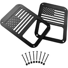 Hooke Road JK Tail Light Cover Taillight Guard US Flag Cage Compatible with Jeep JK Wrangler & Wrangler Unlimited 2007-2018 - Pair (Black,Old Glory) in Saudi Arabia