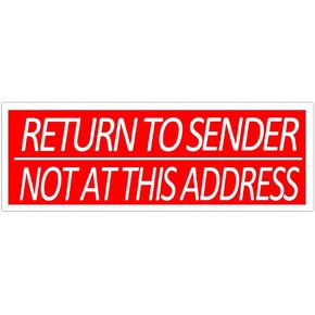 Return to Sender Not at This Address Stickers,3X1 Inch Adhesive Label Stickers,500 Pcs