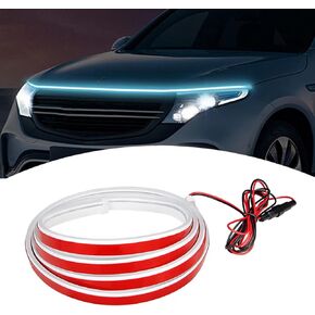 Miytsya Pack-1 مصابيح LED للسيارة، شريط إضاءة مرن مقاوم للماء مقاس 59 بوصة، شريط LED لغطاء السيارة، شرائط إضاءة للسيارة أثناء النهار، غطاء محرك السيارة (أزرق)
