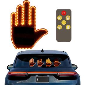 ضوء لفتة اليد للسيارة، علامة LED للنافذة الخلفية للسيارة، ضوء لفتة جديدة، ضوء إصبع السيارة مع جهاز تحكم عن بعد - 4 إيماءات تعبيرية، أدوات إكسسوارات السيارة المضحكة الرائعة in Kuwait