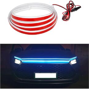 Dickno 59'' Car Hood Light Strip, Flexible Dynamic Daytime Running Light Strip, Waterproof Auto LED Strip Light with Fuse Protection, Universal Exterior Decor for Most Vehicles (White)