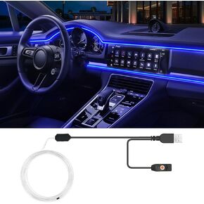 USB Car LED Lights, Interior Car Lights Strip with APP and RF Remote Control, 2 in 1 Car Ambient Lighting with 157 inches Fiber Optic Music Sync Simple Installation EL Wire Lights for Car
