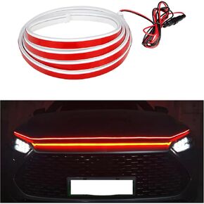 Dickno 59'' Car Hood Light Strip, Flexible Dynamic Daytime Running Light Strip, Waterproof Auto LED Strip Light with Fuse Protection, Universal Exterior Decor for Most Vehicles (White) in Kuwait