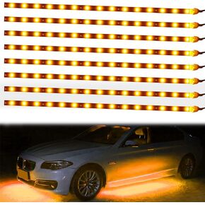XT AUTO 8pcs 12V Super Bright 30cm 15 LED Flexible Waterproof LED Strip light for Car Interior & Exterior Decoration DRL Day Running Light Or Boat Bus Garden