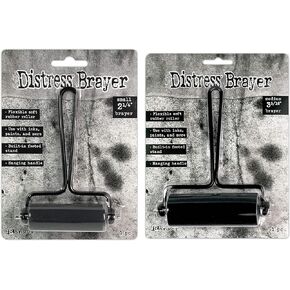 Tim Holtz Distress Brayers - Bundle of 2 - Medium (3 5/16) and Small (2 1/4) (TDA75554,TDA75547)