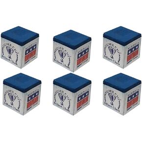 Silver Cup Set of 6 Royal Blue Pool Cue Chalk